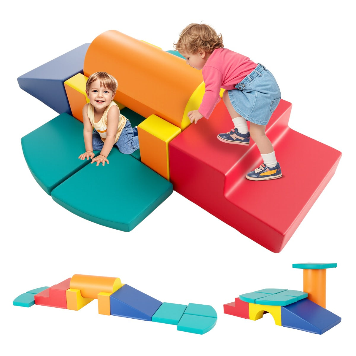 Conjunto de Escalada em Espuma de 10 Peças para Ginásio Interior para Crianças de 1 a 3 Anos