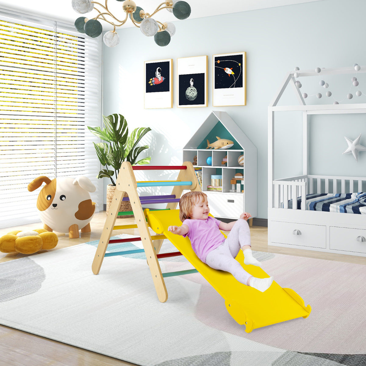 Triângulo de Escalada Multicolor para Crianças - 3 em 1 com Rampa Ajustável