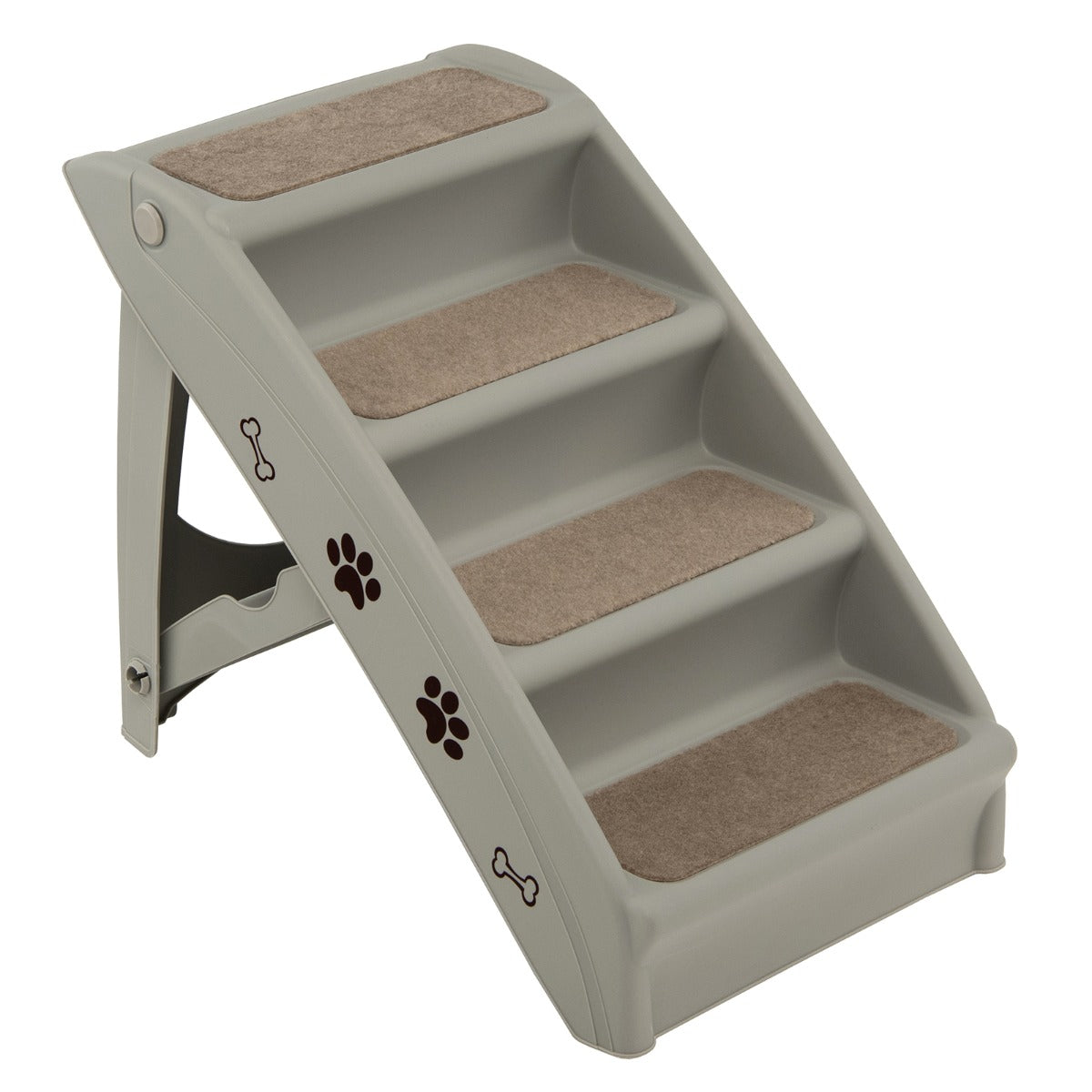 Escada Dobrável para Animais de Estimação – 62,5 x 38 x 49 cm – Cinzento – Plástico