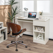 Mesa de Escritório com Gavetas, Secretária para Computador com Tabuleiro Extraível para Teclado e Estante Ajustável para Estudo Escritório 108 x 48 x 75 cm Branco