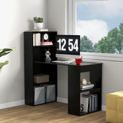 Escritório de Computador com Estante de Armazenamento Mesa Reversível para Estudo Escritório Quarto 122 x 51 x 122 cm Preto