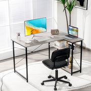 Escritório Reversível em Forma de L com Estantes de Armazenamento para Escritório em Casa 120 x 88 x 74,5 cm Cinza