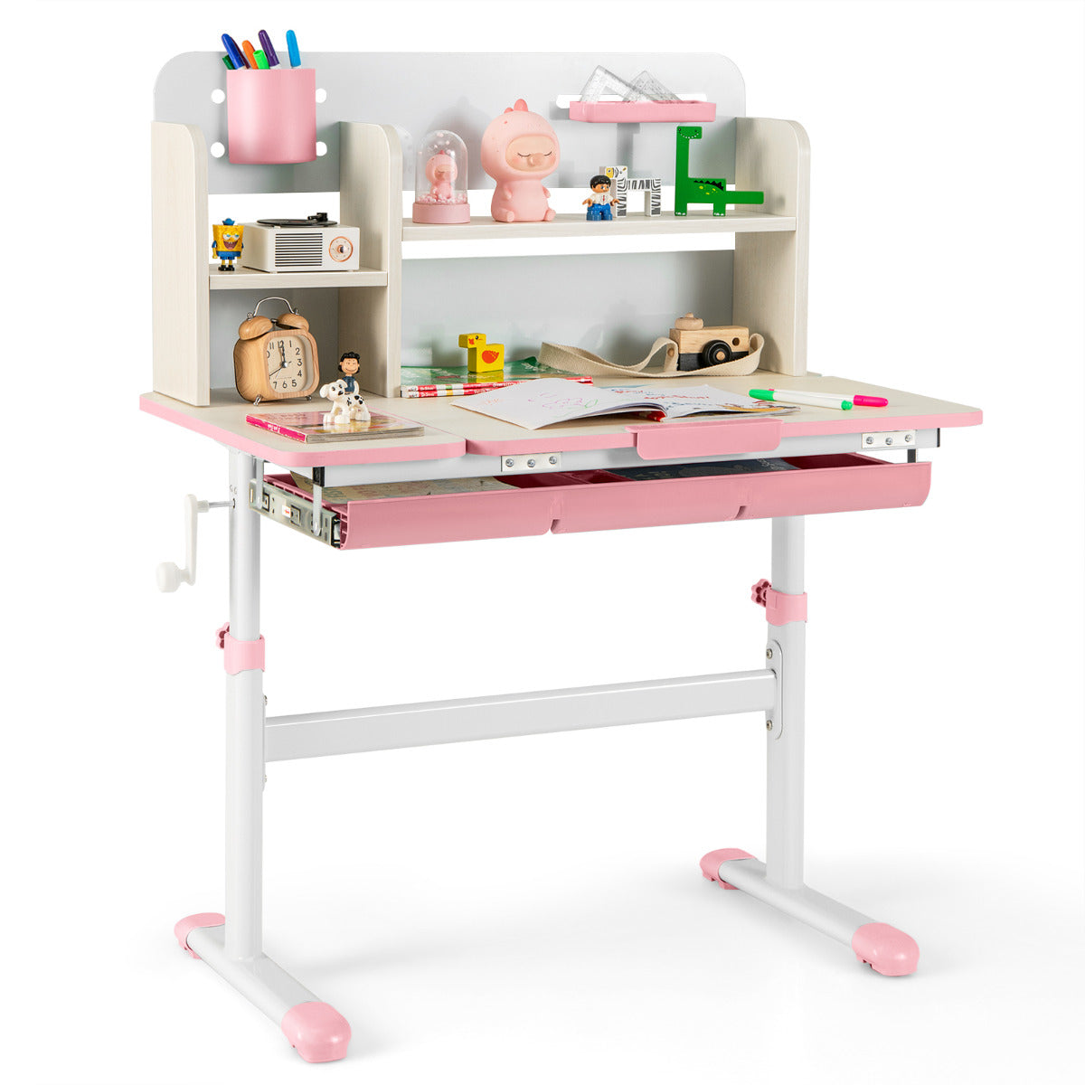 Mesa de Estudo para Crianças – 50,5-73 cm – Rosa – Metal