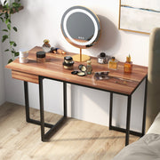 Mesa de Trabalho de Escritório com Estrutura de Metal Pés Ajustáveis Estilo Moderno para Estudo 120 x 55 x 75 cm - Nogueira