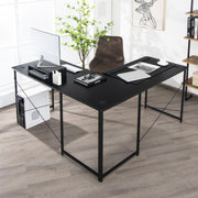 Escritório de Computador em Forma de L Mesa de Canto Reversível com Orifícios para Cabos para Casa e Escritório 150 x 150 x 74 cm Preto