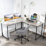 Escritório de Computador em Forma de L Mesa de Canto Reversível com Orifícios para Cabos para Casa e Escritório 150 x 150 x 74 cm Cinzento