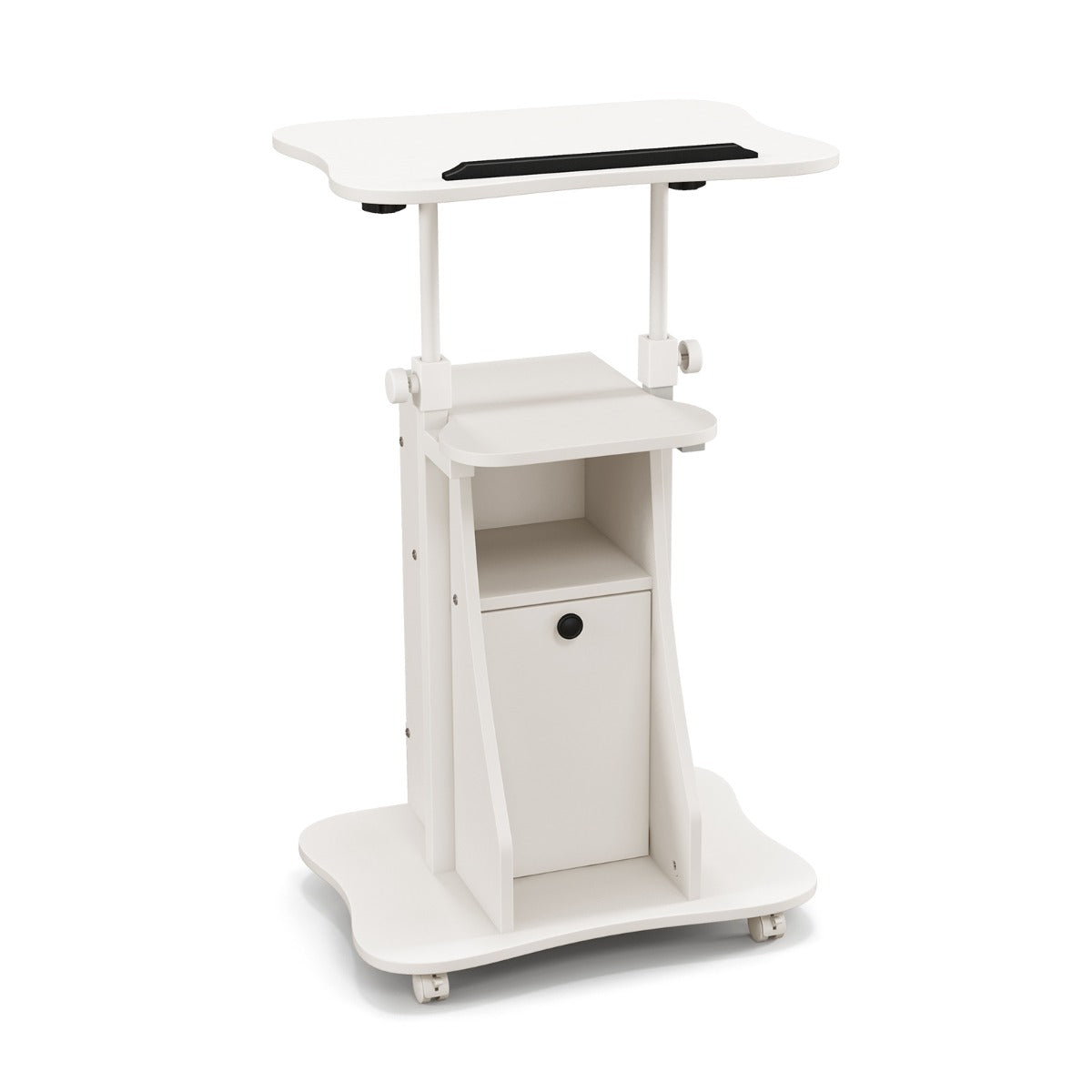 Mesa Móvel para Sentar/Levantar com Altura Ajustável e Rodas - Branco