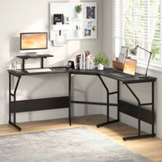 Escritório em Forma de L – 225 cm – Preto – Metal