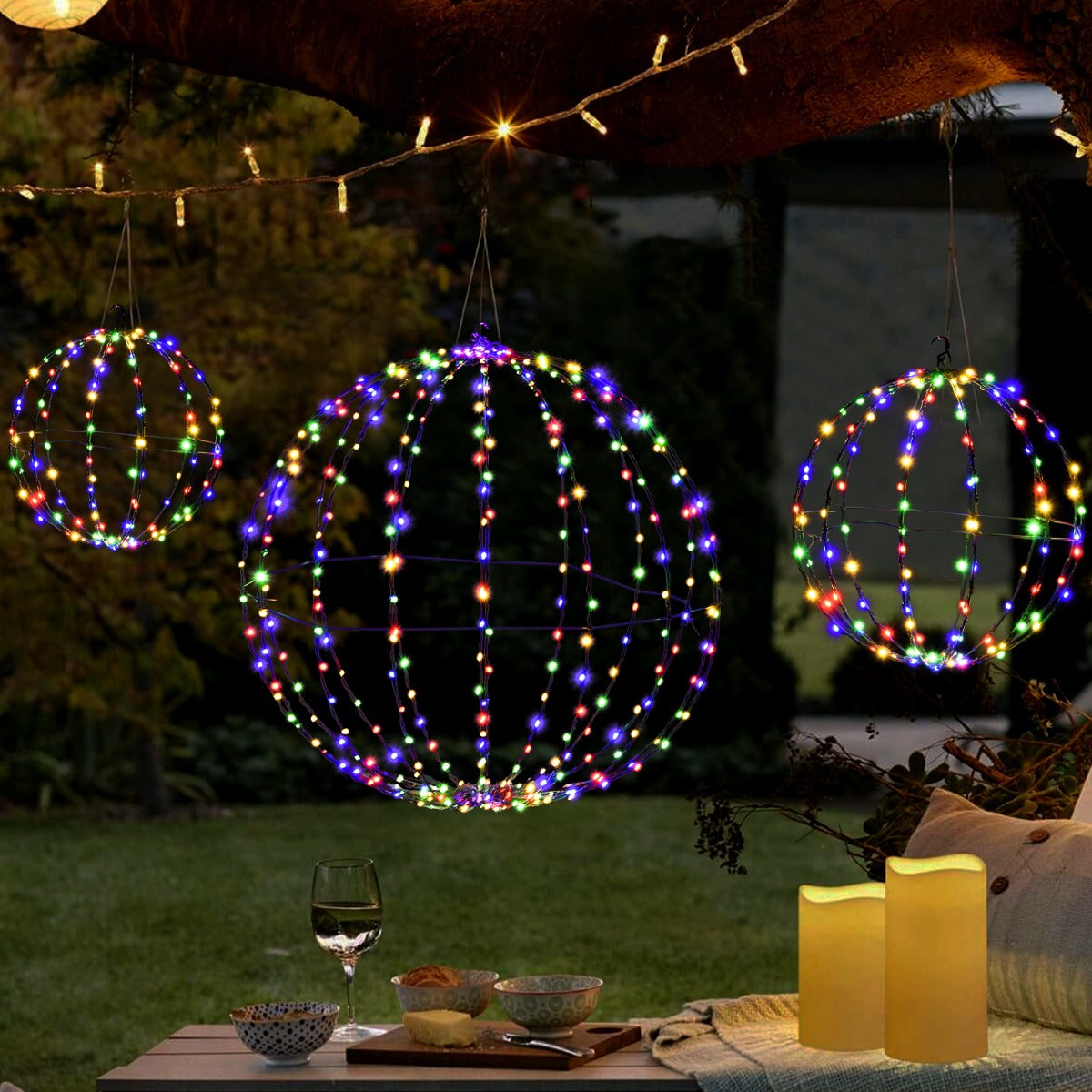 Esferas de Natal Pré-iluminadas – 56/30 cm – Metálicas