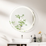 Espelho Redondo de Casa de Banho LED Antivapor Montado na Parede com 3 Cores de Luz e Função Tátil Inteligente de Memória 80 x 80 cm Prateado