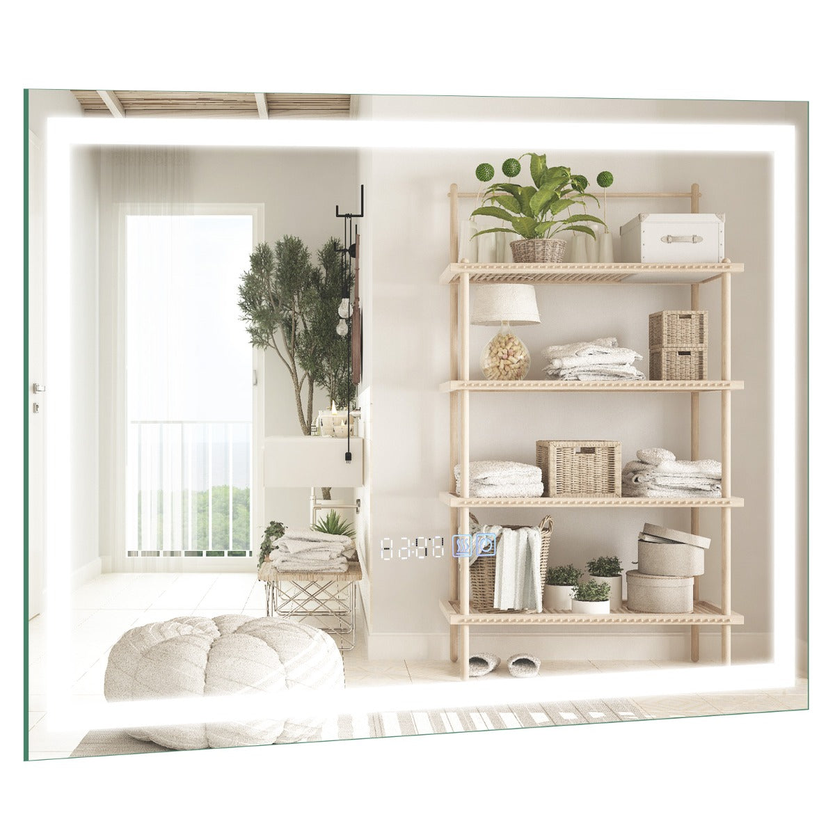 Espelho Retangular de Casa de Banho com Luz LED Brilho Ajustável Continuamente 3 Temperaturas de Cor Função Antivapor e de Memória 60 x 40 cm