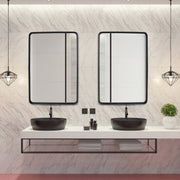 Espelho de Parede com Moldura de Metal Espelho Retangular Arredondado para Casa de Banho Corredor Vestíbulo Pendurado Horizontal/Vertical 76,5 x 56,5 cm