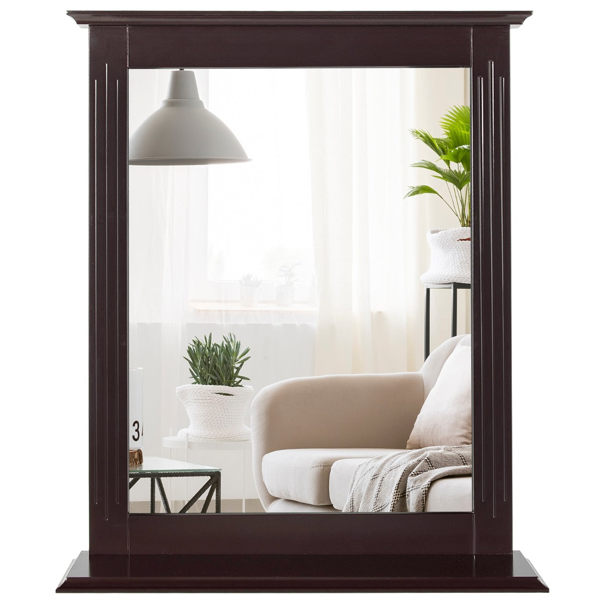 Espelho de Casa de Banho com Prateleira Adicional Espelho de Parede para Casa de Banho Lavatório Quarto 57 x 12 x 68,5 cm Castanho