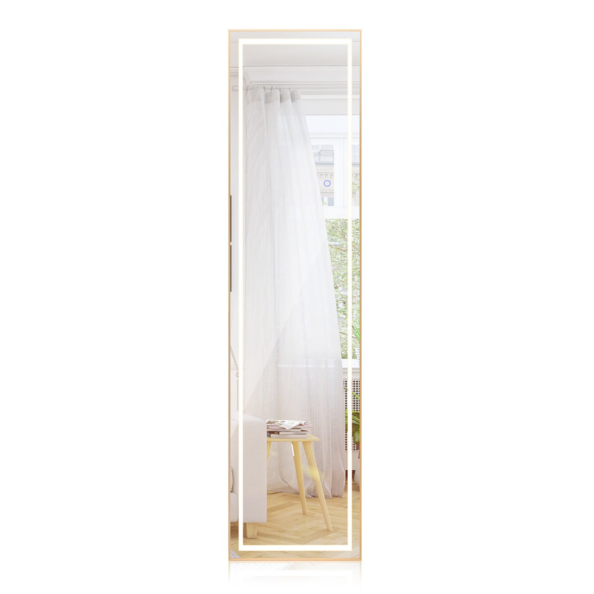 Espelho de Corpo Inteiro com Luzes LED – 37 x 38 x 155 cm – Dourado – Alumínio