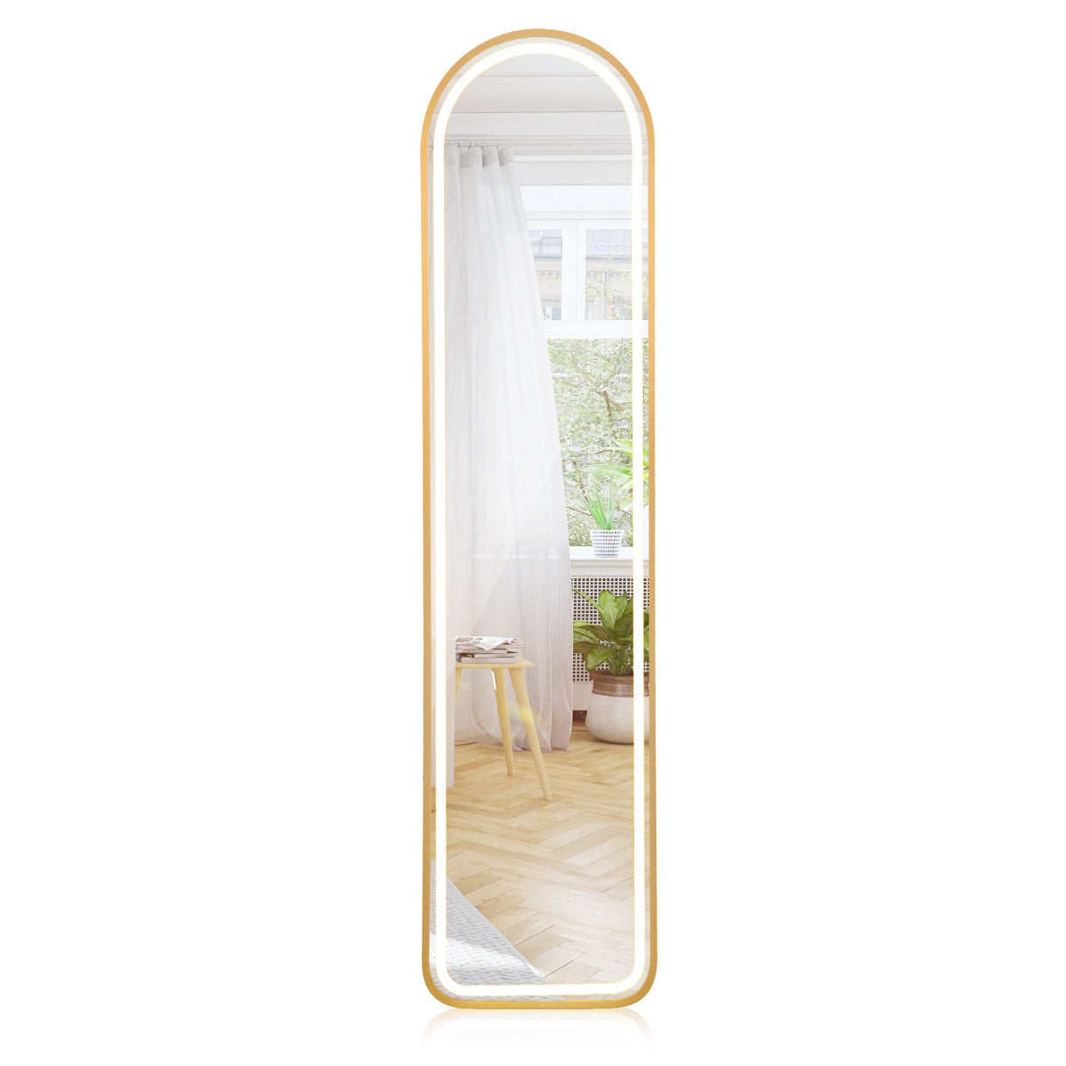 Espelho de Pé – 37 x 38 x 155 cm – Dourado – Alumínio