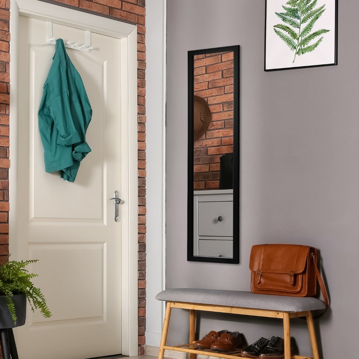 Espelho de Corpo Inteiro – 33 x 119 cm – Preto – Vidro Inquebrável