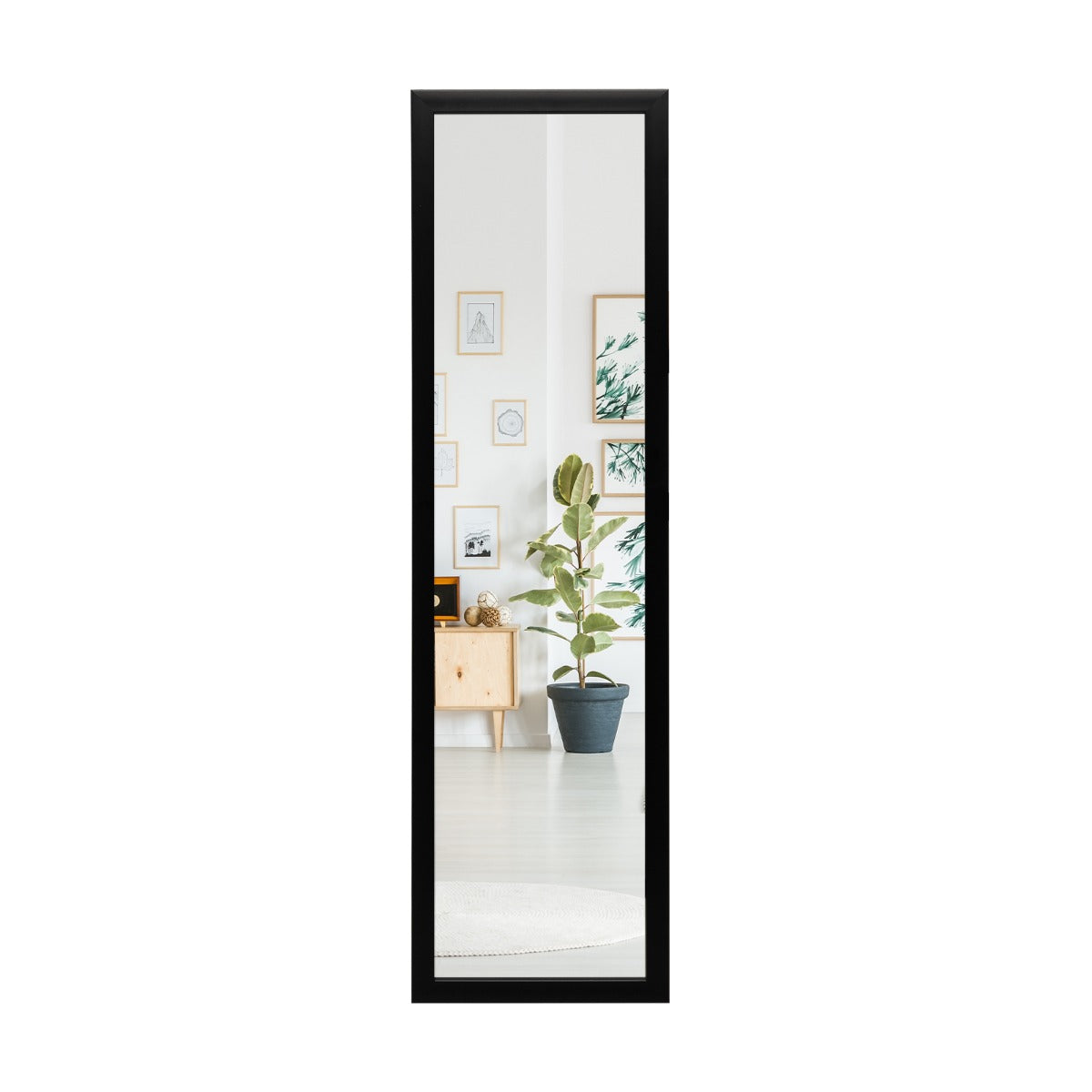 Espelho de Corpo Inteiro – 33 x 119 cm – Preto – Vidro Inquebrável