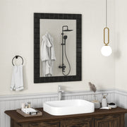 Espelho de Parede 80x60cm Moderno com Moldura de Madeira Maciça de Borracha Pendurável Vertical e Horizontal Retangular para Casa de Banho Quarto Hall de Entrada