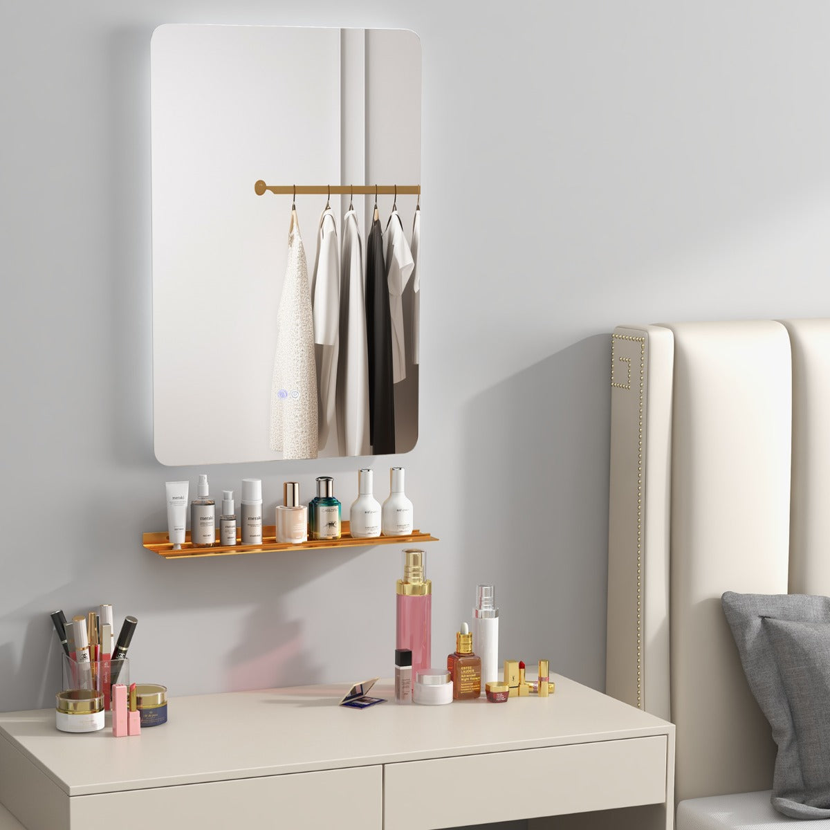 Espelho de Parede LED para Casa de Banho 70 x 50 cm com 3 Cores e Desembaçamento Automático