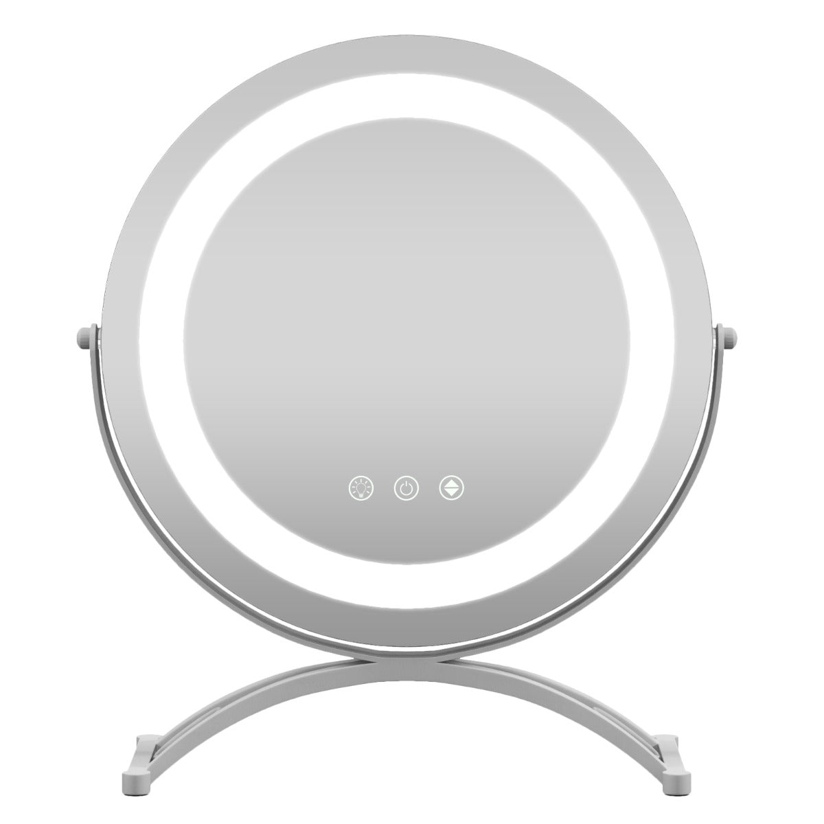 Espelho de Maquilhagem LED de 30 cm com Luz 3 Cores Reguláveis Função de Memória e Ecrã Tátil Espelho Redondo para Casa de Banho Toucador Branco