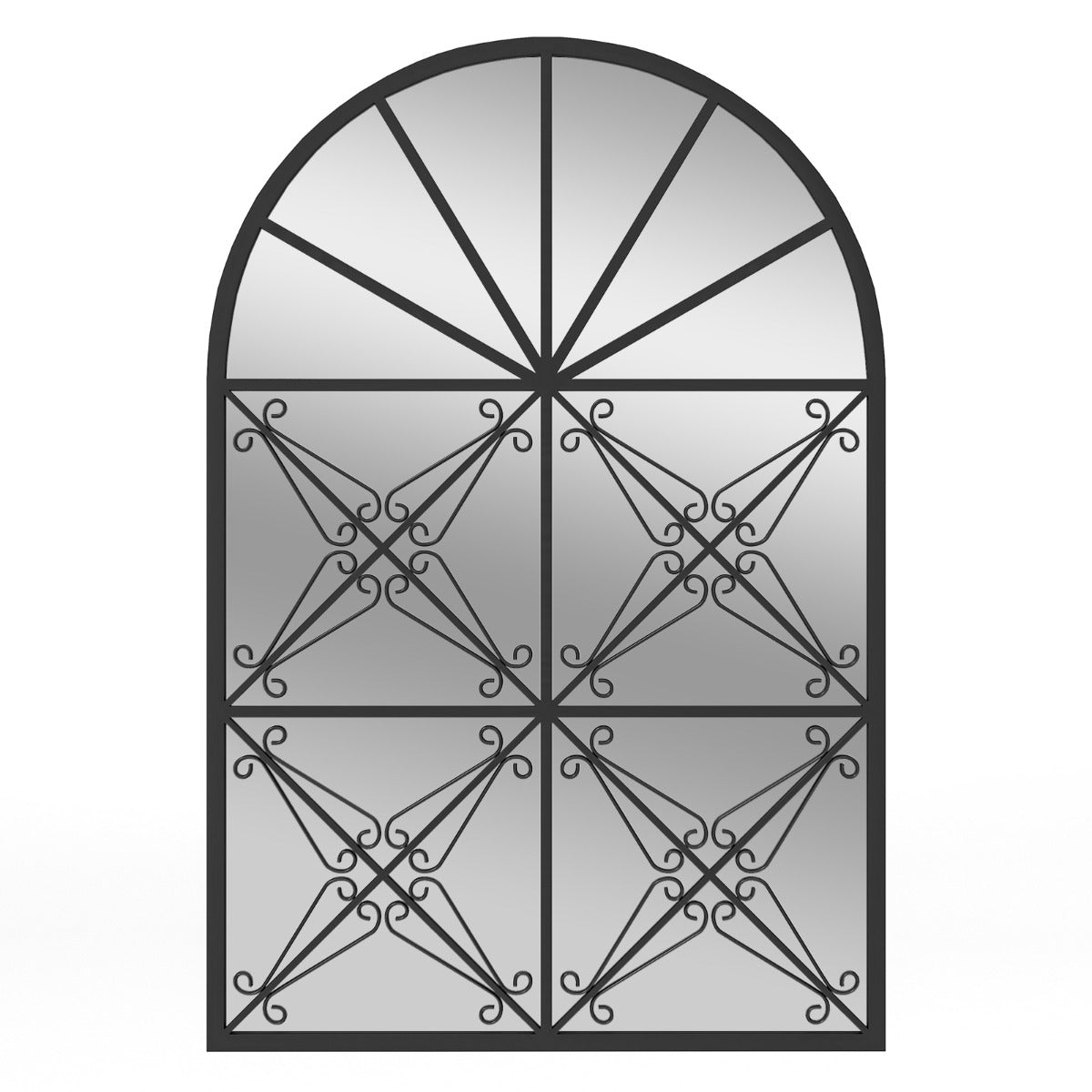 Espelho de Janela Arqueada 58 x 87 cm - Decorativo com Moldura de Metal para Pendurar na Parede - Preto