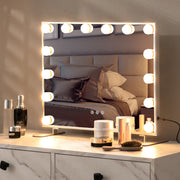 Espelho de Maquilhagem com Luzes LED 2 em 1 de Mesa e de Parede Espelho de Toucador Retangular com 3 Modos de Iluminação Controlo Tátil 50 x 40 cm