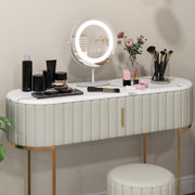 Espelho de Maquilhagem LED de 25 cm com Luz 3 Cores Reguláveis Função de Memória e Ecrã Tátil Espelho Redondo para Casa de Banho Tocador Branco