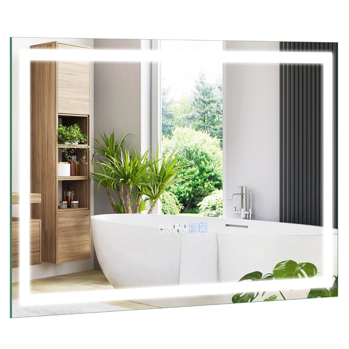 Espelho Retangular de Casa de Banho com Luz LED – 75 x 50 cm – Prateado – Vidro