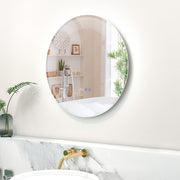 Espelho Redondo de Casa de Banho LED com Luzes de 3 Cores Interruptor Tátil Ecrã de Tempo e Temperatura Espelho de Maquilhagem de 60 cm Prateado