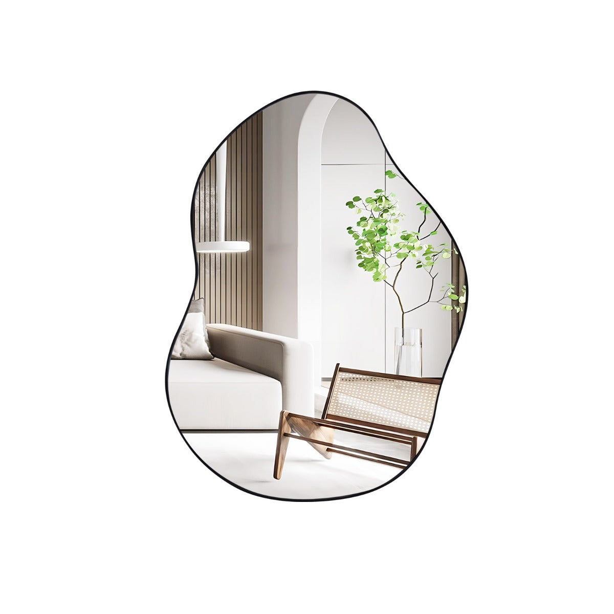 Espelho de Parede Irregular com Moldura de Metal Sólido para Casa de Banho Sala de Estar Quarto Entrada 78 cm x 56,5 cm Preto