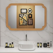 Espelho Decorativo Retangular 90 x 60 cm com Cantos Arredondados de Dupla Curvatura Instalação Horizontal Vertical Natural