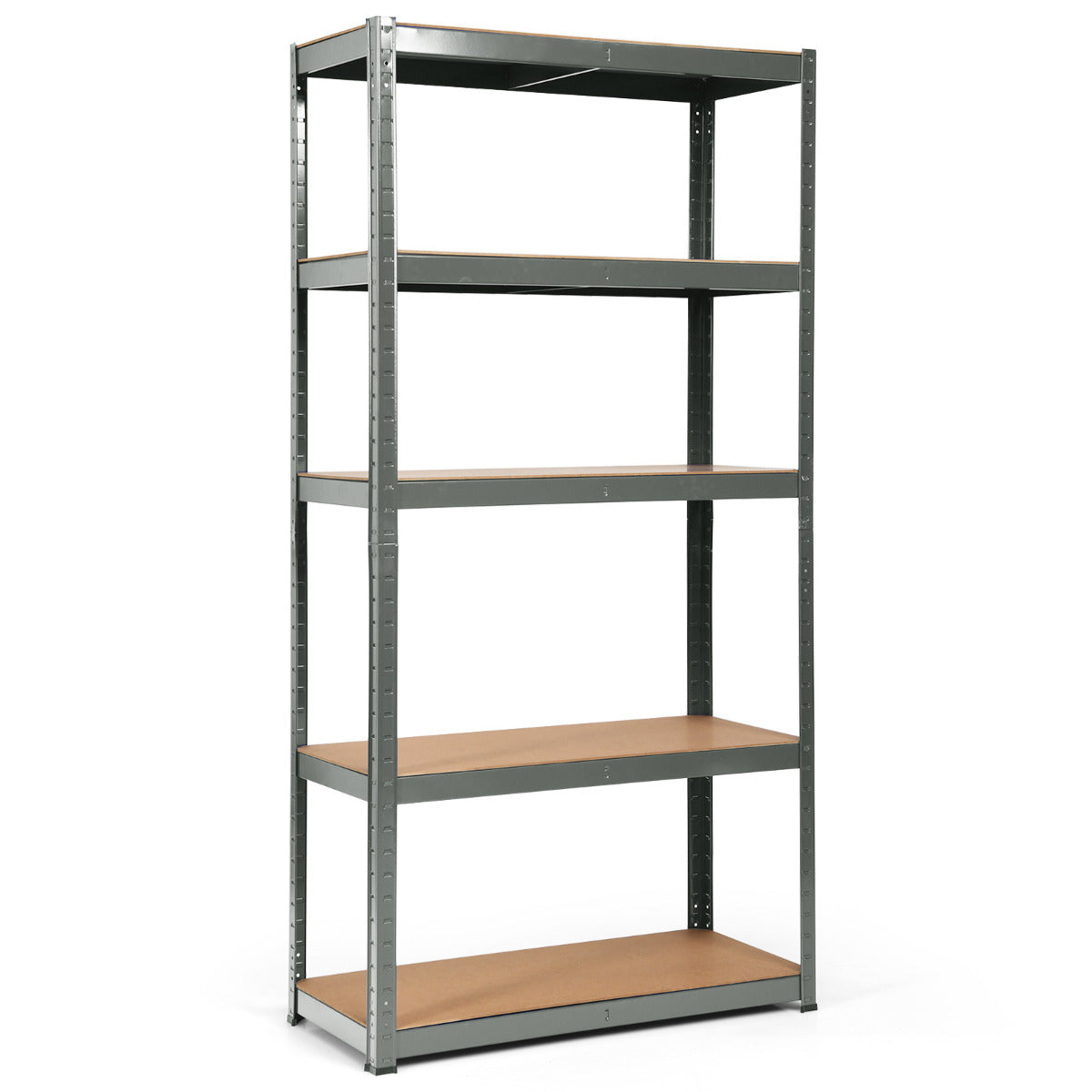 Estante com 5 Níveis e Prateleiras Reguláveis em Estrutura de Aço Resistente para Casa, Escritório, Quarto, Garagem 90 x 40 x 180 cm Cinzento