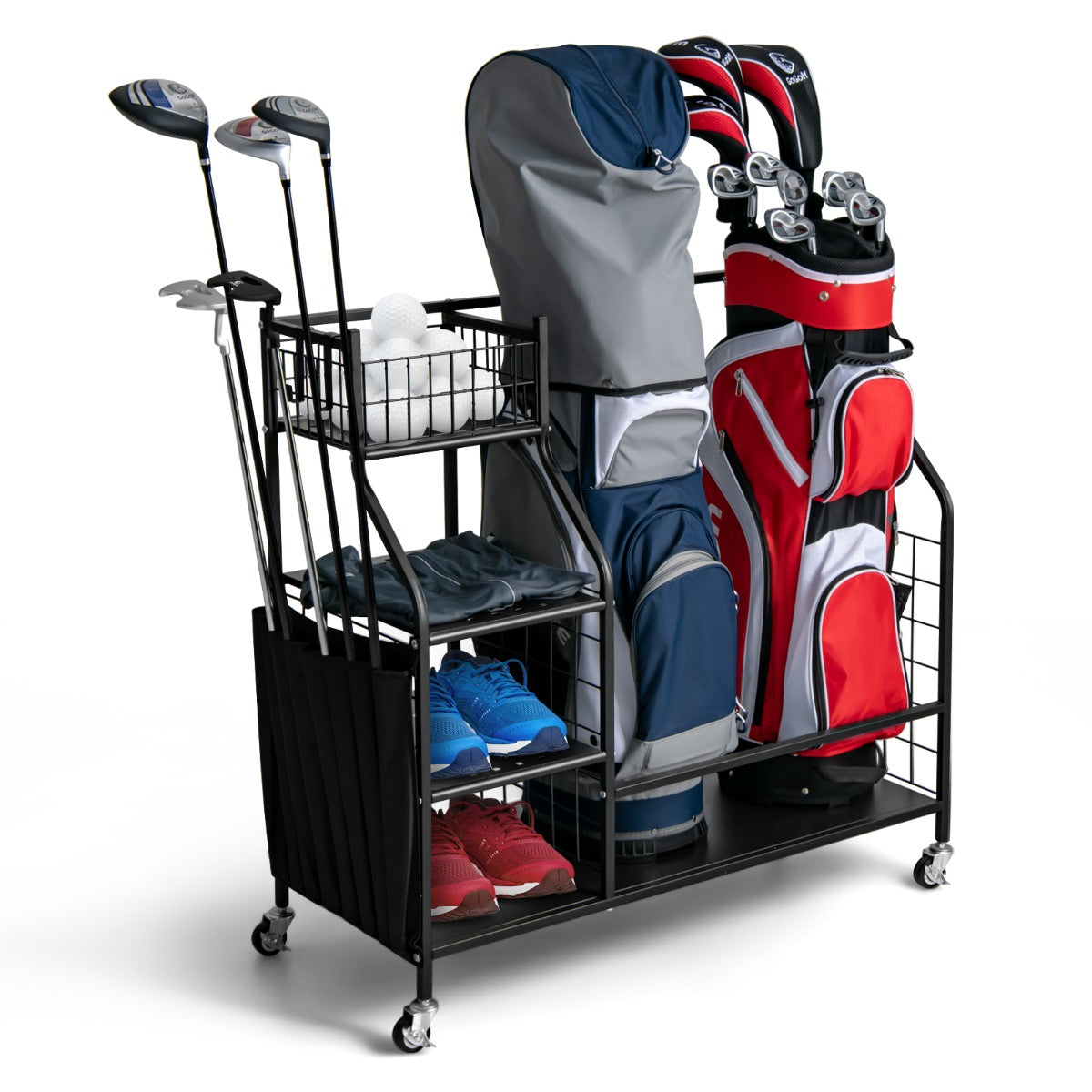 Estante de Armazenamento para Sacos de Golfe – 95 x 40 x 94 cm – Metal