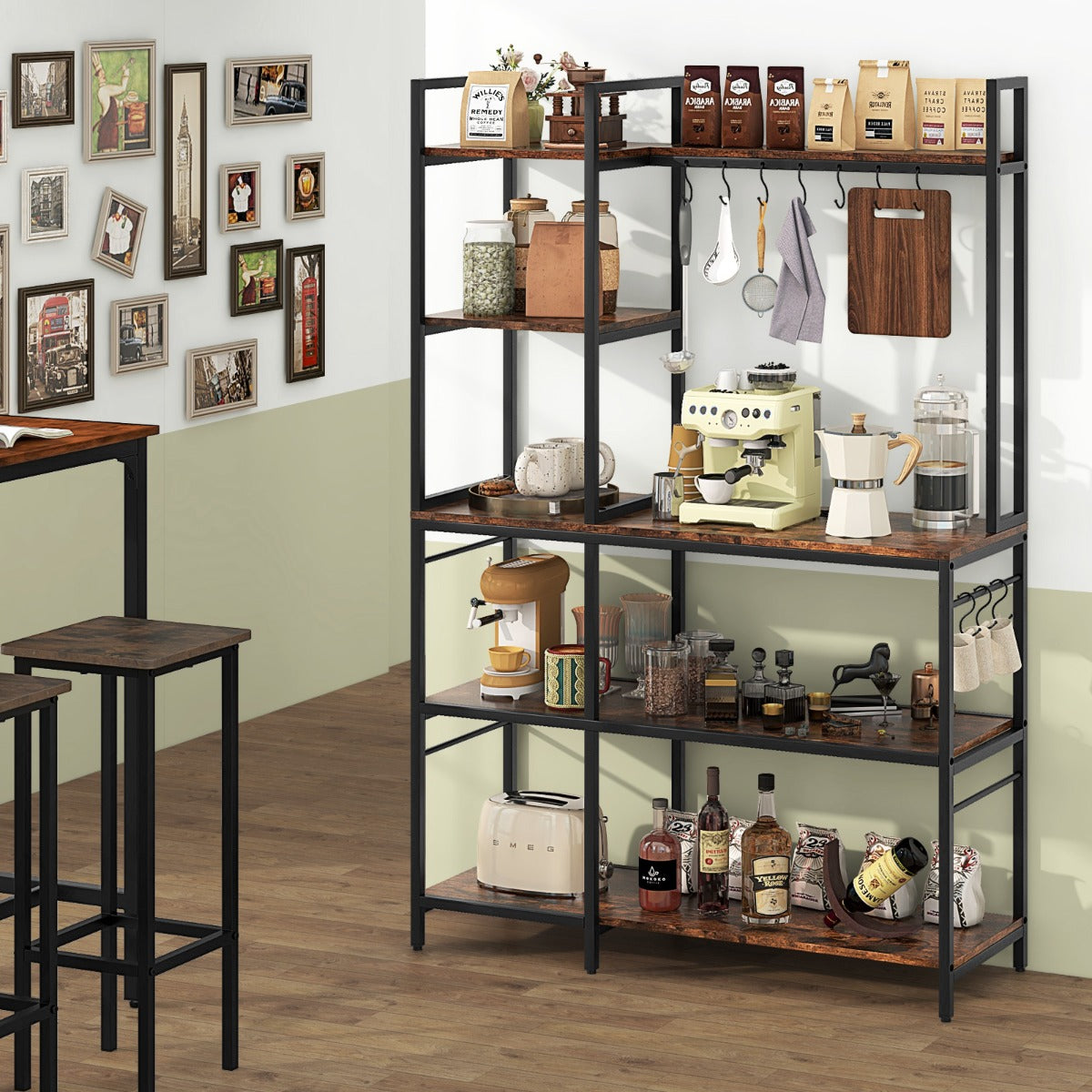 Estante de Armazenamento para Cozinha – 160 CM – Castanho – Metal