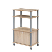 Estante de Cozinha com Rodas com Prateleiras e Armário Estante Independente para Sala de Jantar Carrinho para Micro-ondas 60 x 40 x 98 cm Natural
