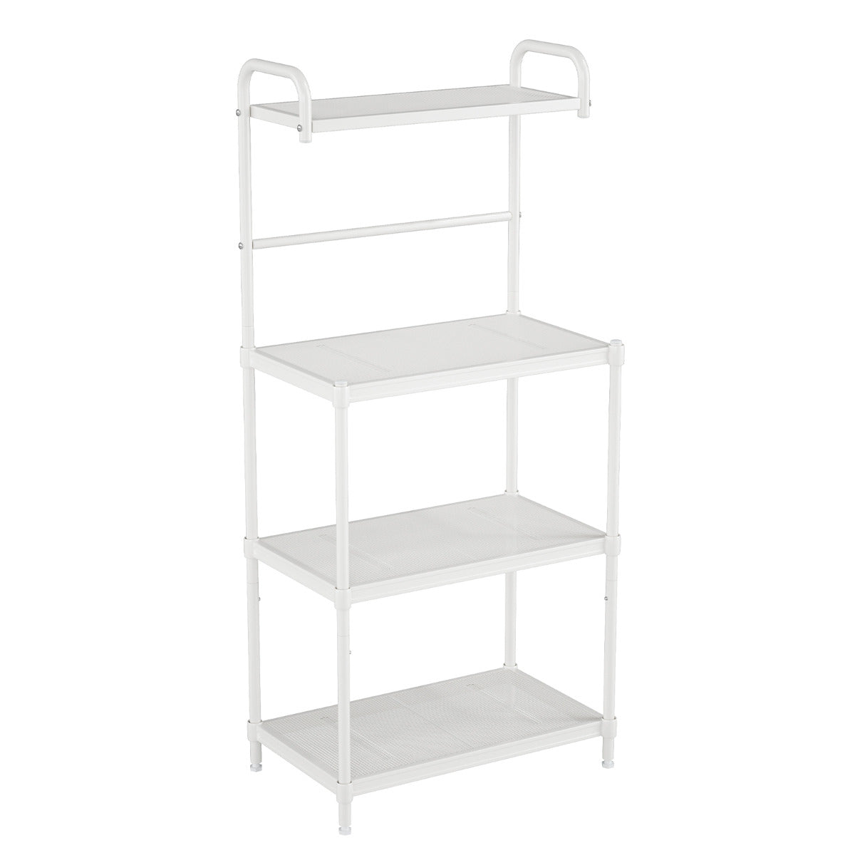 Estante de Cozinha de Armazenamento de 4 Níveis Suporte de Microondas com Estrutura de Metal Estante Independente 60 x 34 x 136 cm Branco