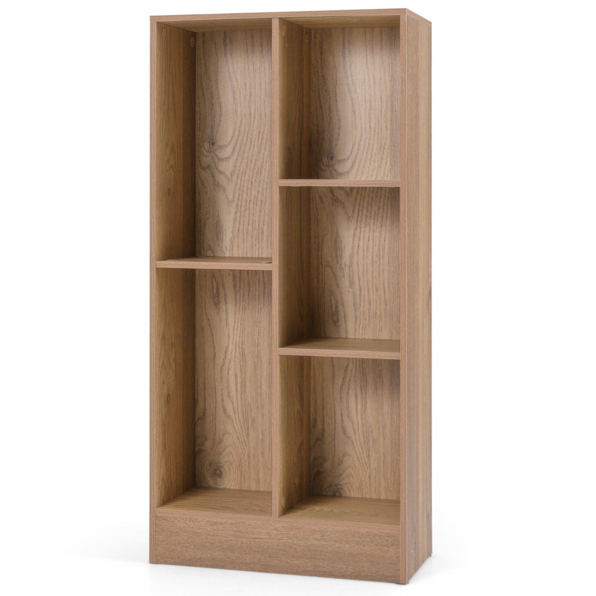 Estante de Livros de 5 Cubos Organizador de Armazenamento Independente Antitombamento para Sala Quarto Escritório 50 x 24 x 104 cm Natural