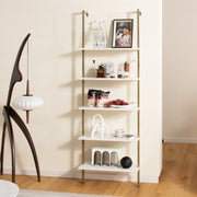 Estante de Escada de 5 Níveis Montada na Parede Organizador para Escritório Branco e Dourado 60 x 30 x 180 cm
