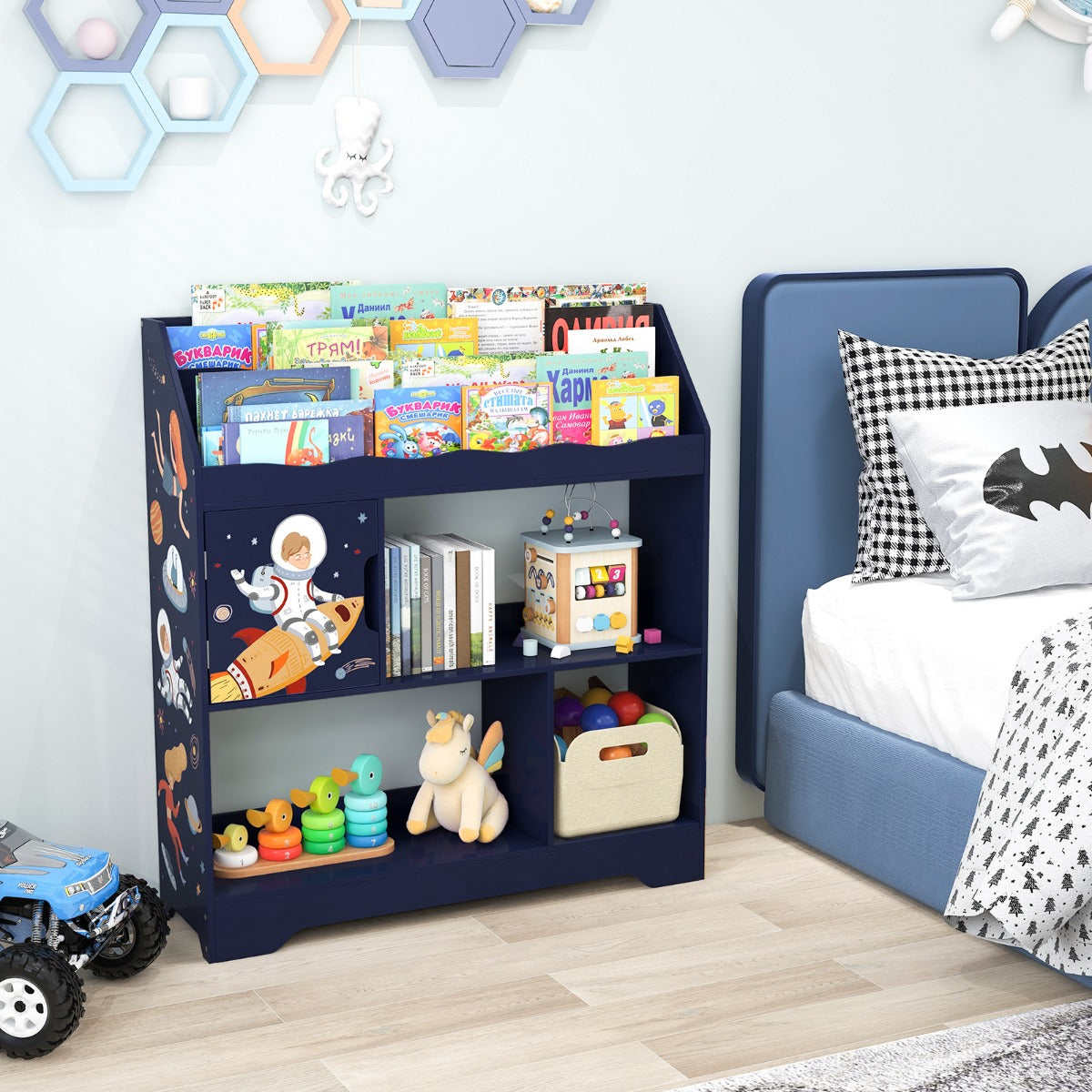 Armário 3 em 1 para Crianças com 3 Níveis Gabinete de Armazenamento Infantil para Sala de Jogos Jardim de Infância 93 x 30 x 100 cm Azul