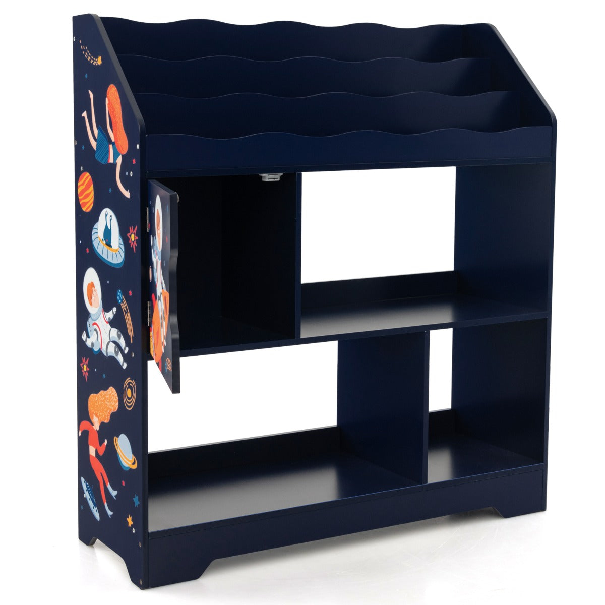 Armário 3 em 1 para Crianças com 3 Níveis Gabinete de Armazenamento Infantil para Sala de Jogos Jardim de Infância 93 x 30 x 100 cm Azul