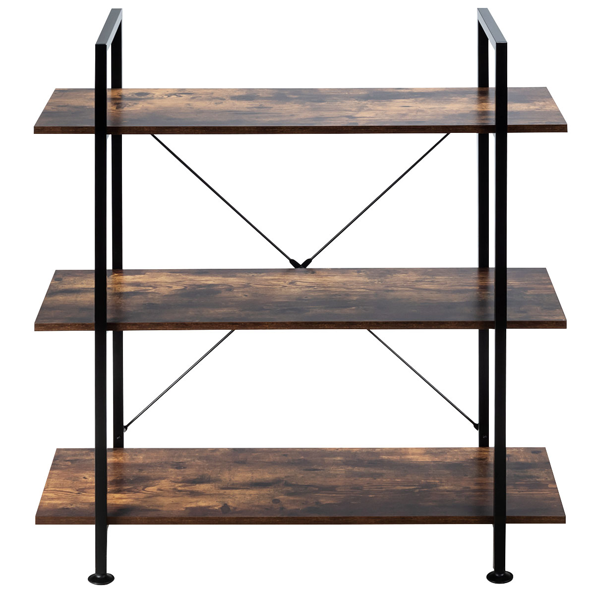 Estantería Industrial de 3 Niveles em Metal para Livros - Marrom