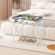 Estante Dobrável para Bagageira – Design de 2 Pisos – Branco – Metal