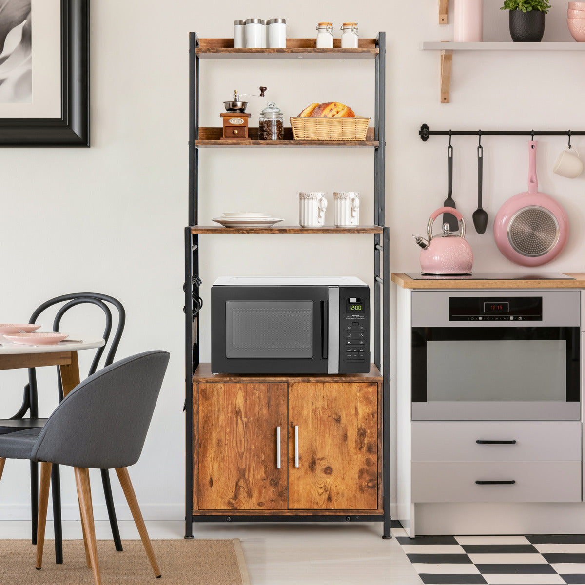 Estante para Cozinha – 60 x 40 x 150 cm – Castanho – Aglomerado e Ferro