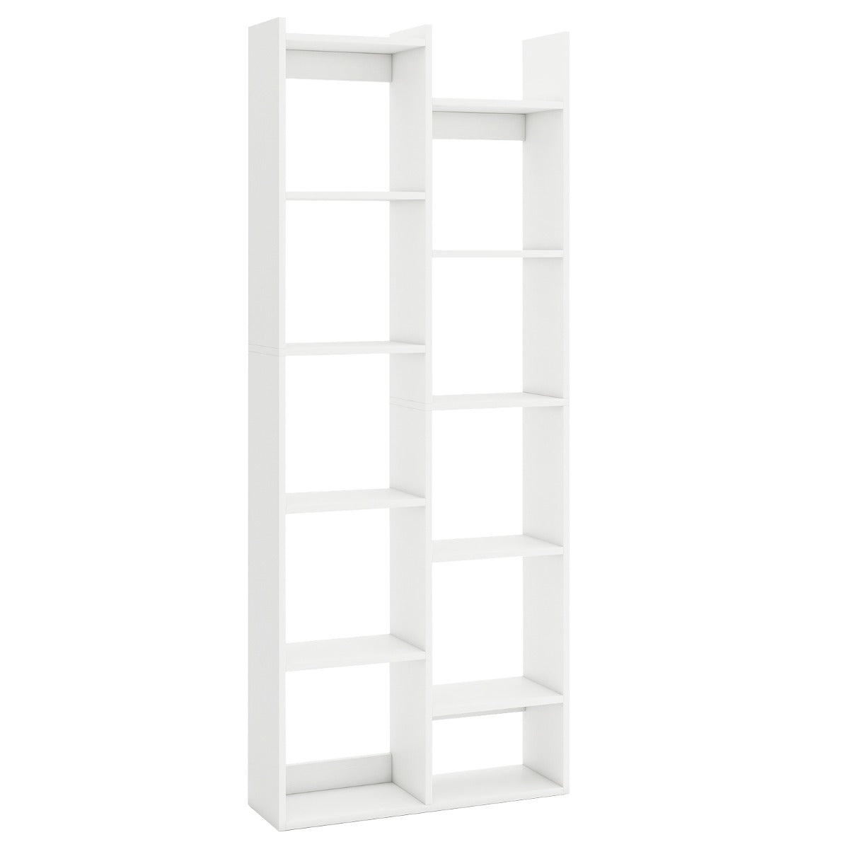 Estantería de 12 Níveis Antivuelco Organizador Moderno para Livros para Escritório em Casa 65 x 20 x 162 cm - Branco