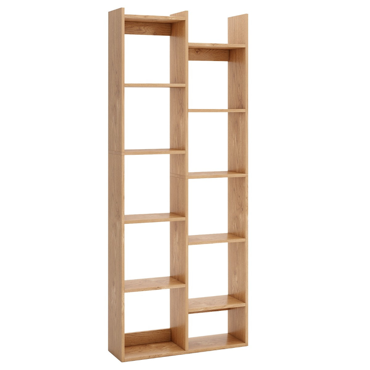 Estantería de 12 Níveis Antivuelco Organizador Moderno para Livros para Escritório em Casa 65 x 20 x 162 cm - Natural