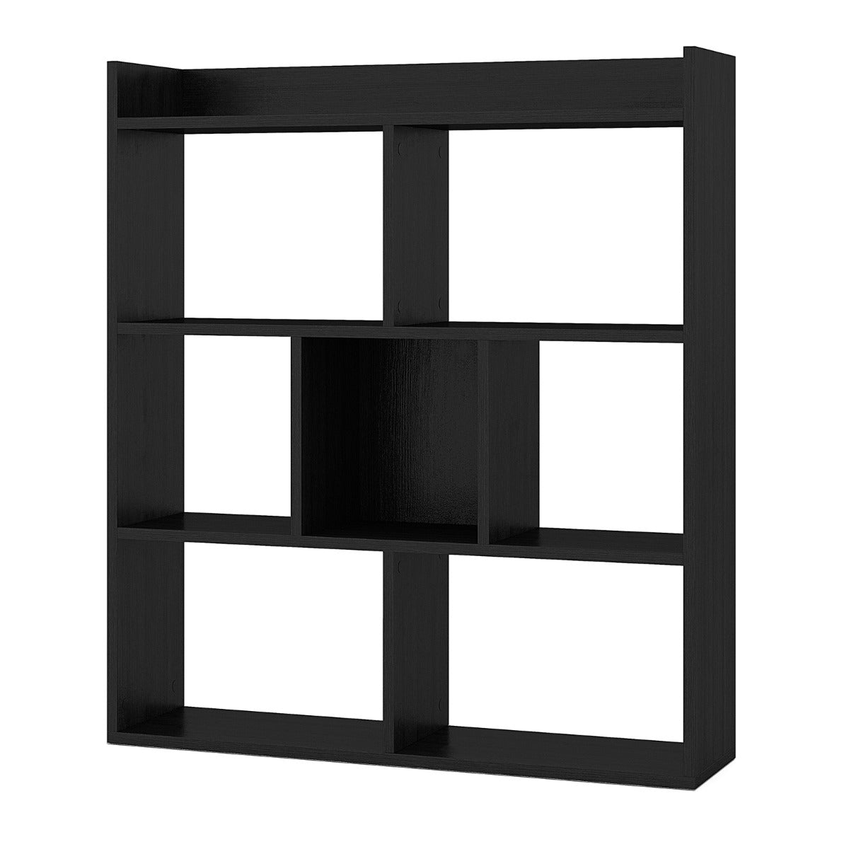 Estante Aberta de 7 Cubos em Madeira com Dispositivos Antivuelco para Organização de Sala ou Quarto - Preto