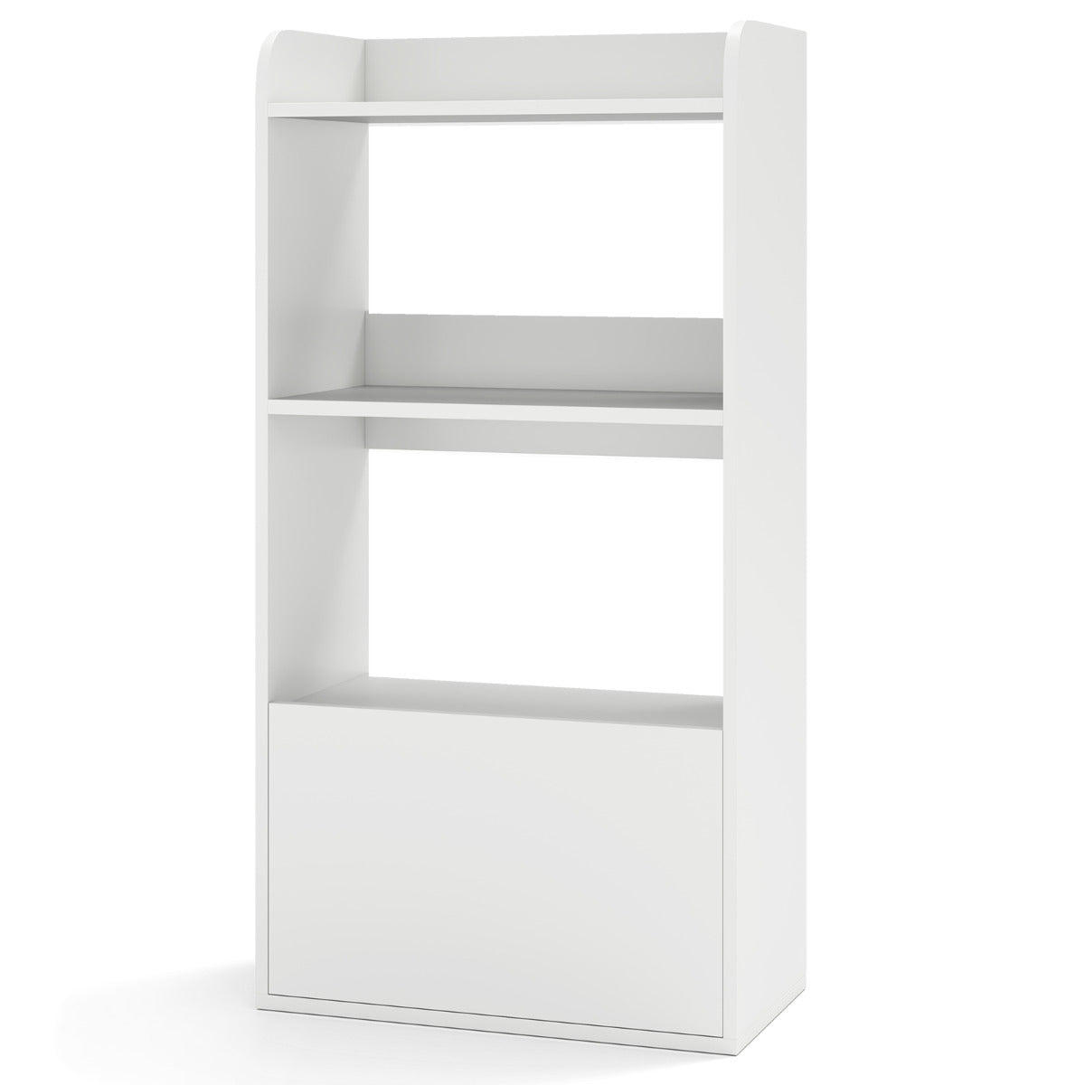 Estante com Gaveta Livraria Independente com Prateleira Aberta de 3 Níveis Prateleira para Sala de Estar Estudo Cozinha Escritório - Branco