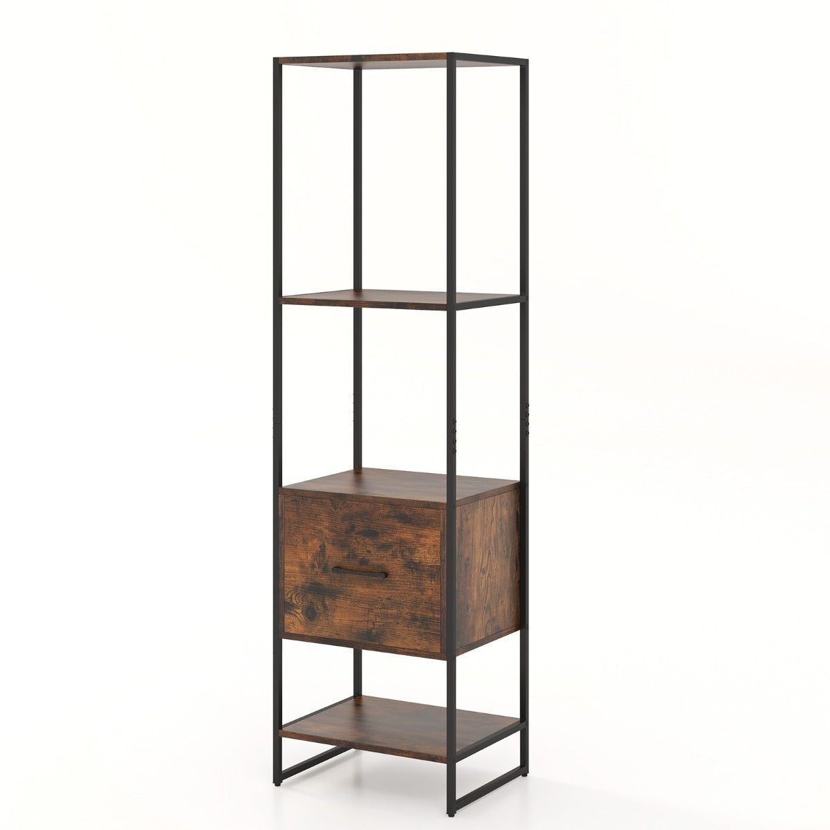 Estantería de 5 Niveles con Cajón Librería Alto y Estrecho