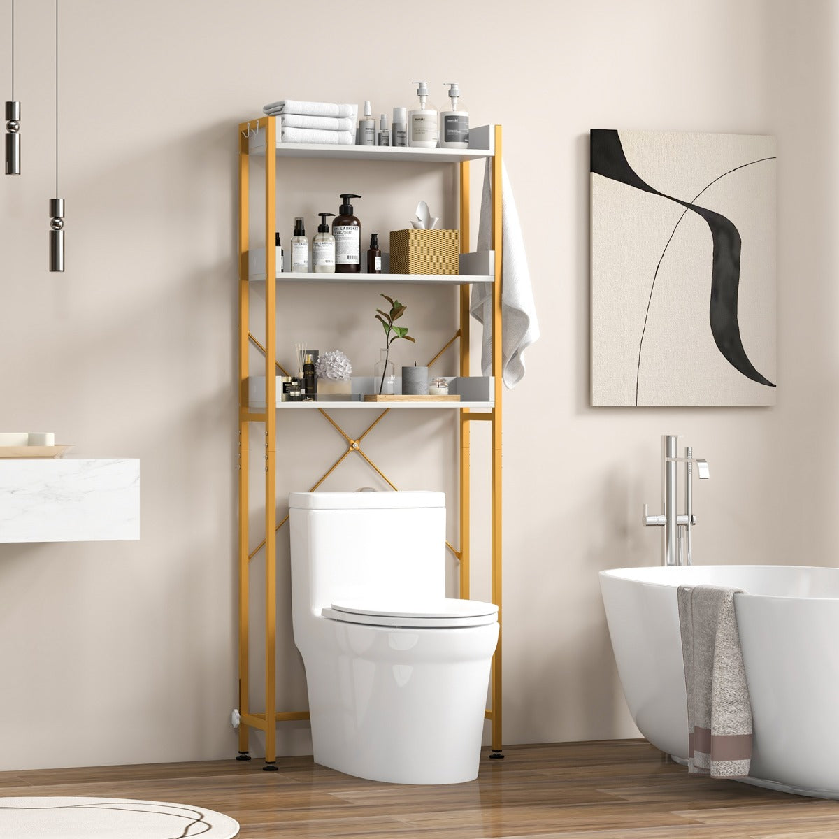 Estante de Armazenamento sobre Sanita – 63 x 24 x 164 cm – Branco – Metal