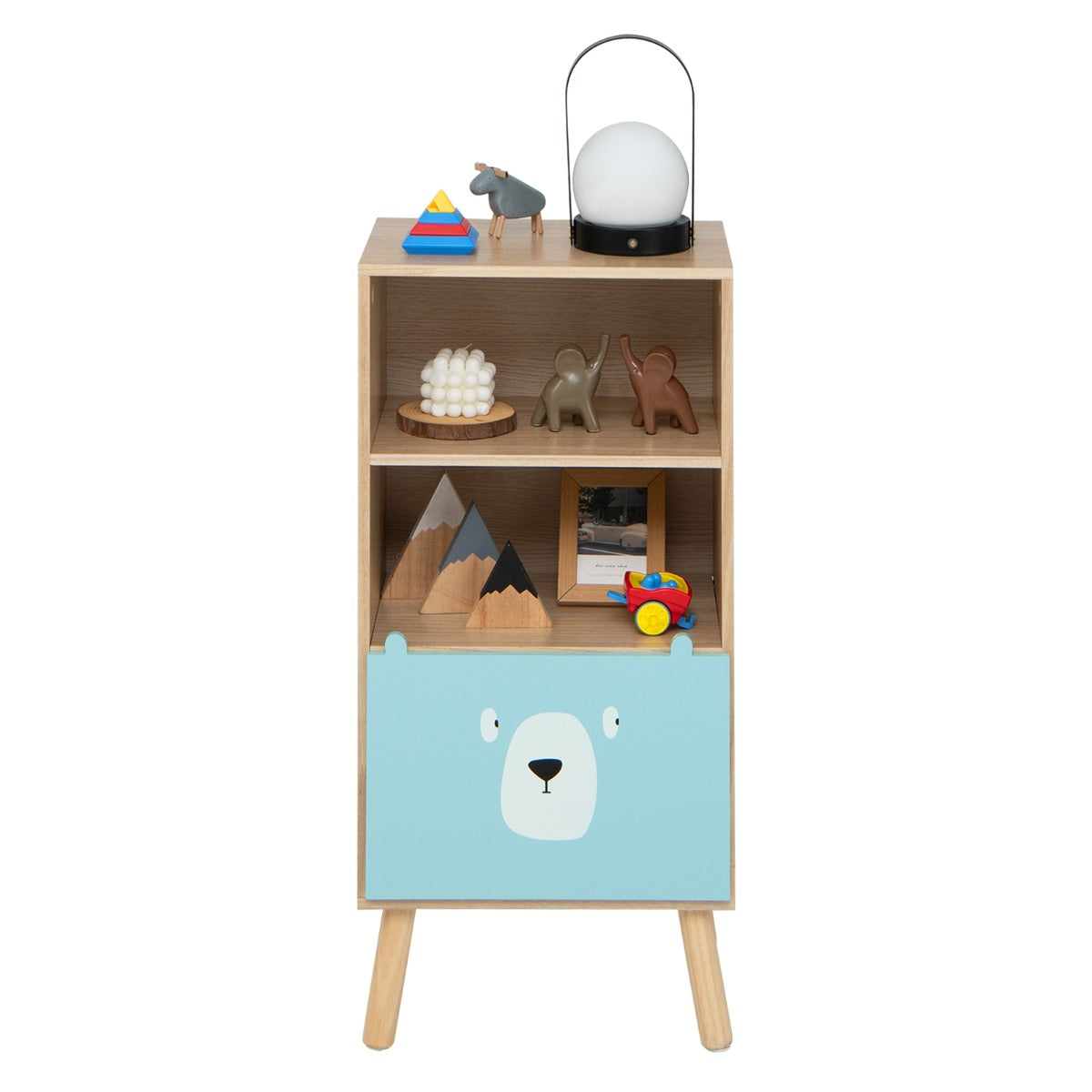 Estante Infantil de 3 Níveis com Gavetas e Compartimentos para Brinquedos e Livros - Organizador 40,5 x 29 x 85 cm